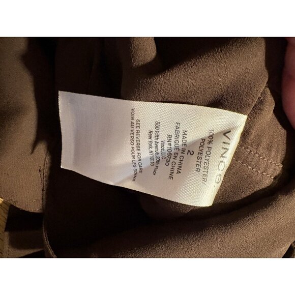 VINCE Chestnut Brown Pleated V-Neck Culottes Jumpsuit Wide Leg Romper Size 2 - Picture 8 of 8